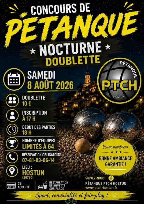 Concours de Pétanque Nocturne Doublette - 8 août