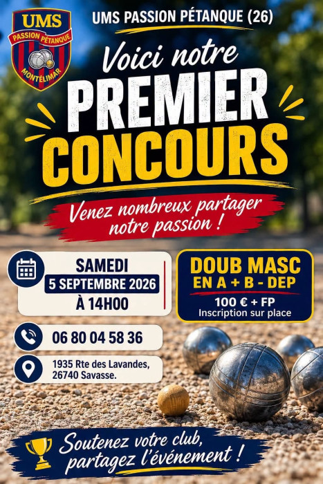 Concours de pétanque à Savasse le 5 septembre