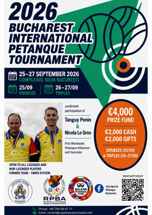 Tournoi international de pétanque à Bucharest du 25 au 27 septembre 